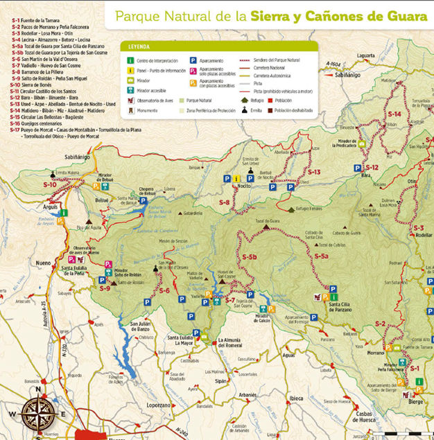 Mapa de la Sierra de guara